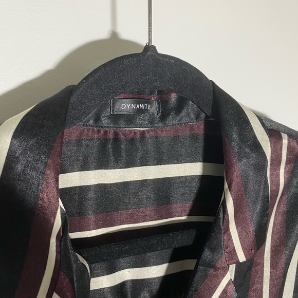 Black, Burgundy and White Striped Long-Sleeved Top - Picture 6 of 6